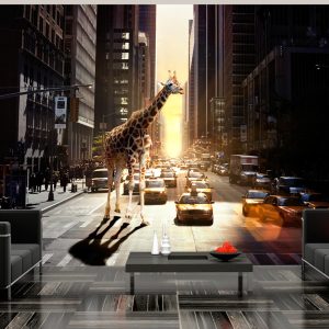 Fotobehang – Giraffe in de grote stad
