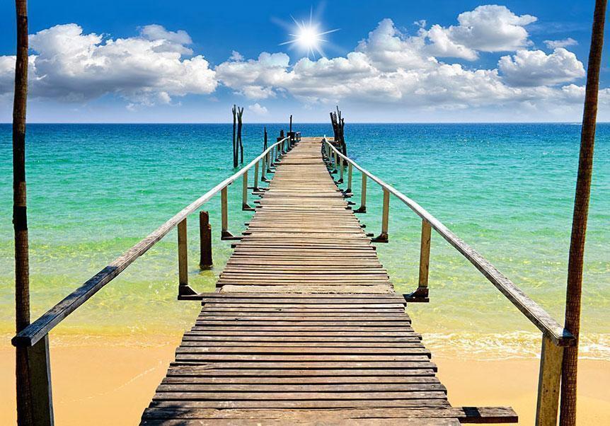 Fotobehang – Beach, sun, bridge - Afbeelding 2