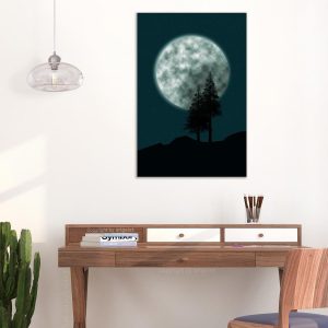 Schilderij – Beautiful Full Moon (1 Part) Vertical